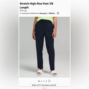 Stretch High-Rise Pant 7/8
Length